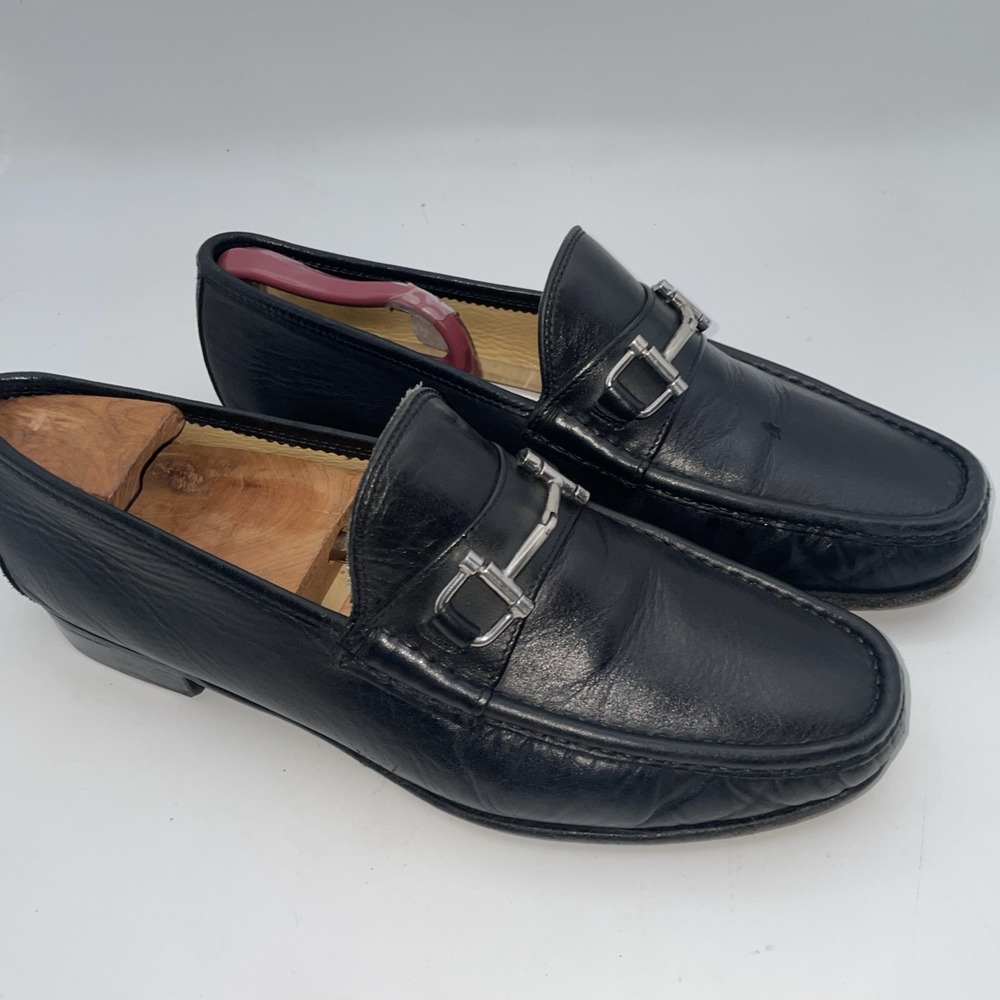 Mercanti Fiorenti‎ Italy) black leather Horse-Bit Dress Loafers sz 10.5 D